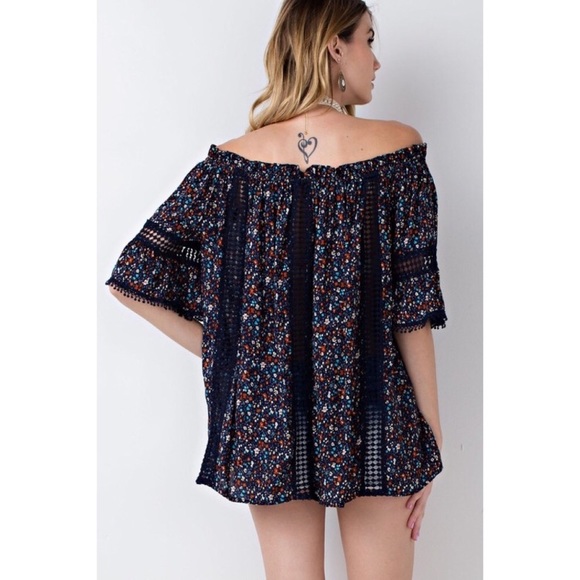 Boho Floral Print Off-The-Shoulder Top - 5 Stars - Picture 2 of 8
